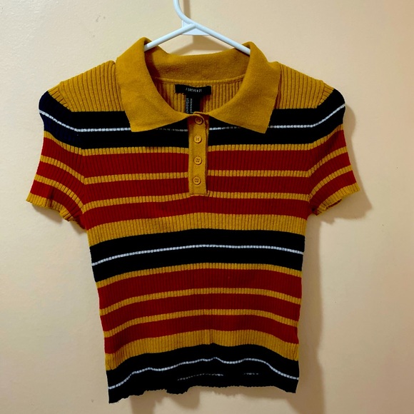 Knit cropped top with bold stripes. - Picture 1 of 3